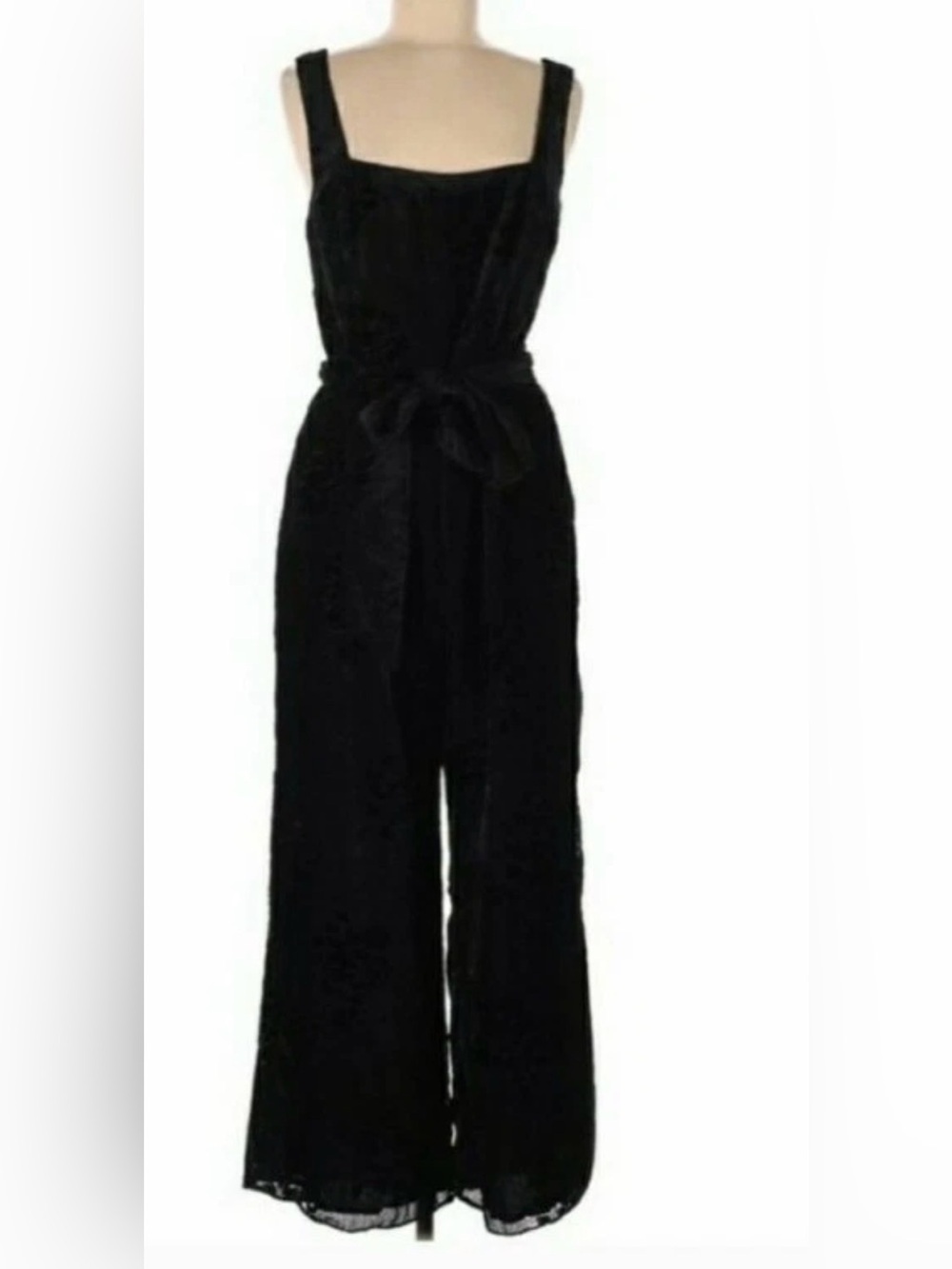 Anthropology Black Wide-Leg Jumpsuit with Self-Tie Waist